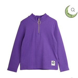 Mini Rodini Purple Half-Zip Kids Sweater